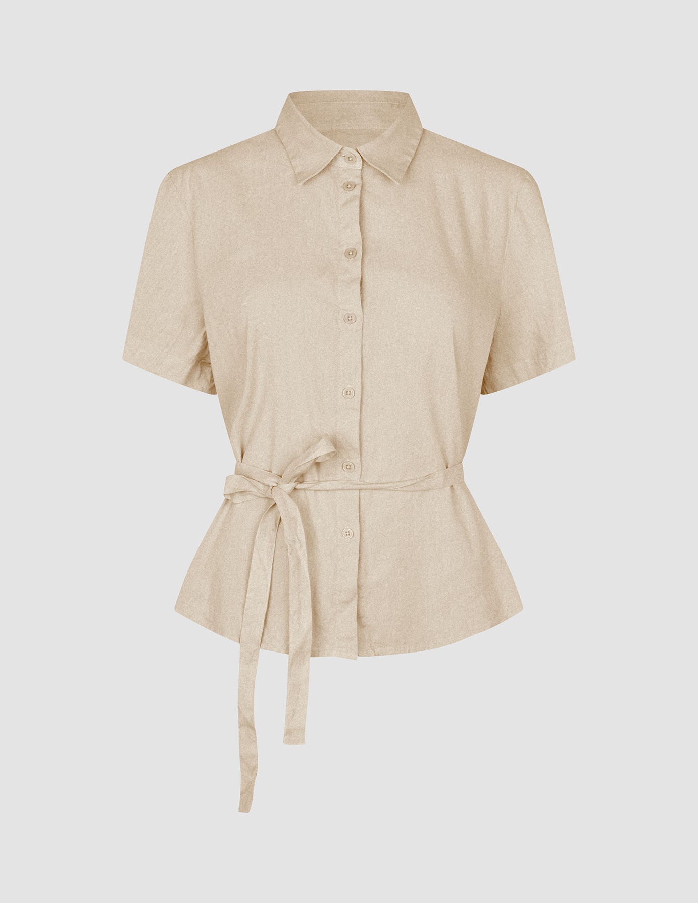 Linen Set Sandy Beige Short Sleeved Shirt & Relaxed Pants